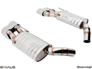 Premium performance exhaust system for Mercedes-Benz W216 CL-Class Coupe CL63 V8 Bi-turbo, featuring polished stainless steel construction.
