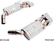 Premium stainless steel exhaust system for Mercedes-Benz W216 CL-Class Coupe CL63 V8 Bi-turbo, enhancing performance and sound.