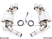 Premium Meisterschaft exhaust system for Mercedes-Benz W218 CLS-Class Sedan CLS350, featuring stainless steel construction and electronic valve control.