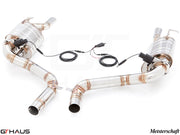 Premium exhaust system for Mercedes-Benz W218 CLS-Class Sedan CLS350, featuring stainless steel construction and electronic valve control.