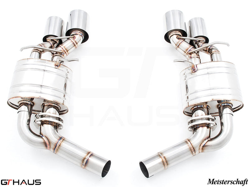 Premium performance exhaust system for Mercedes-Benz W218 CLS-Class Sedan CLS350, featuring polished stainless steel construction.