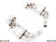 Premium performance exhaust system for Mercedes-Benz W218 CLS-Class CLS350, featuring stainless steel construction and dual tips.