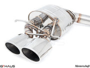 Premium stainless steel exhaust system for Mercedes-Benz W218 CLS-Class CLS350, featuring dual polished tips and precision engineering.