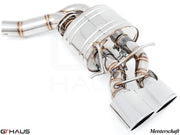 Premium stainless steel exhaust system for Mercedes-Benz W218 CLS-Class Sedan CLS350, featuring dual tips and advanced design.