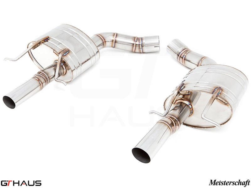 Premium exhaust system for Mercedes-Benz W218 CLS-Class Sedan CLS350, featuring stainless steel construction and dual tips.