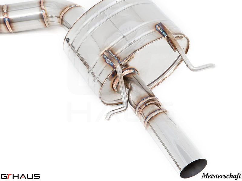 Premium stainless steel exhaust system for Mercedes-Benz W218 CLS-Class Sedan CLS350, featuring precision welds and sleek design.