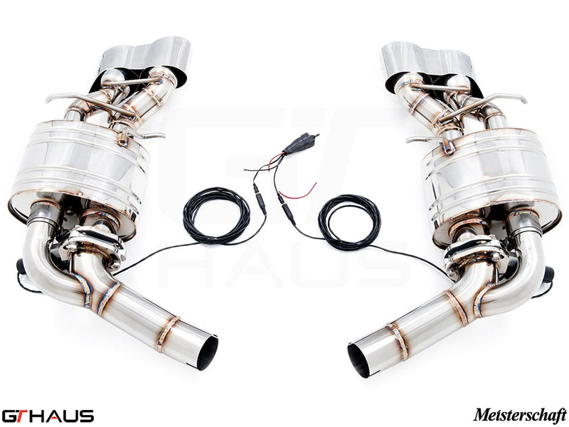 Premium exhaust system for Mercedes-Benz W218 CLS-Class CLS500/550 V8 Bi-turbo, featuring stainless steel construction and electronic valve control.