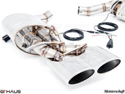 Premium Meisterschaft exhaust system for Mercedes-Benz W218 CLS-Class Sedan CLS500/550 V8 Bi-turbo, featuring dual tips.