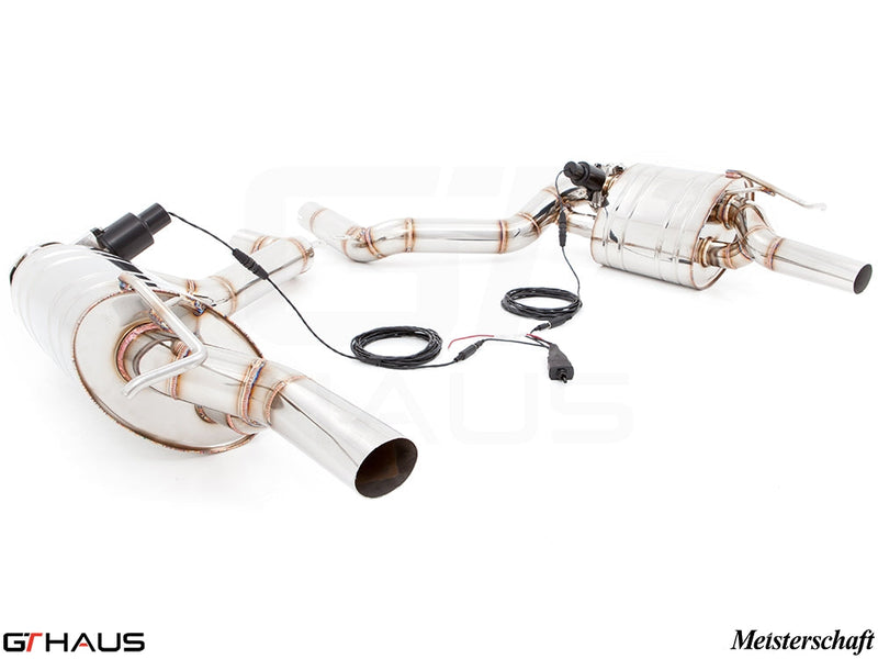 Premium exhaust system for Mercedes-Benz W218 CLS-Class CLS500/550, featuring electronic valve control and stainless steel construction.