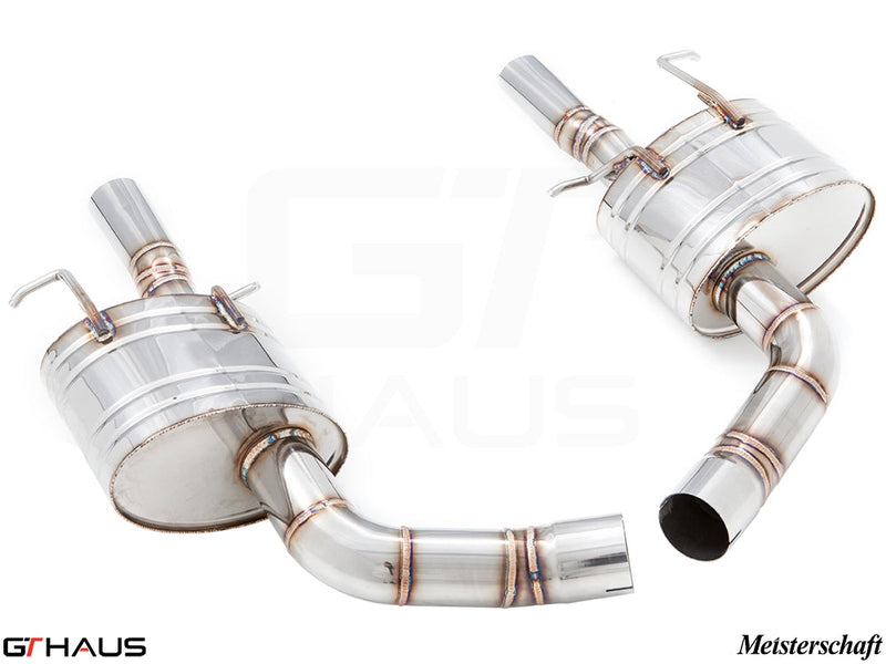 Premium performance exhaust system for Mercedes-Benz W218 CLS-Class Sedan CLS500/550, featuring stainless steel construction.