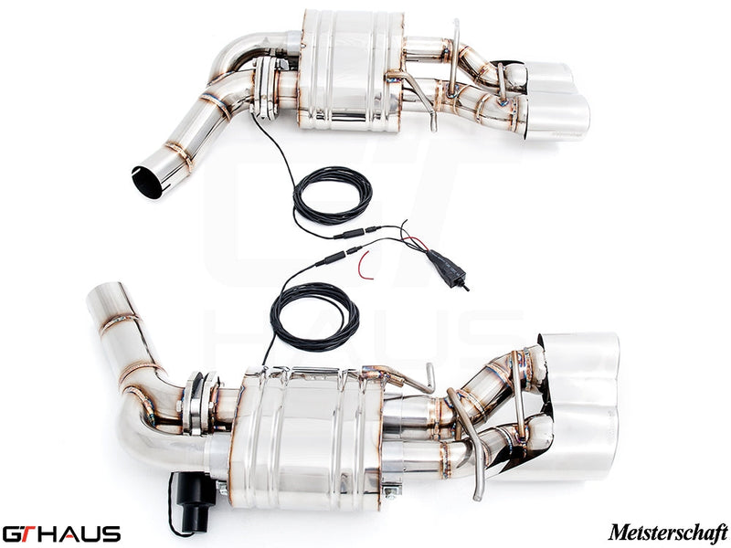 Premium performance exhaust system for Mercedes-Benz W218 CLS-Class Sedan CLS63/63s AMG with V8 Bi-turbo, featuring stainless steel construction.