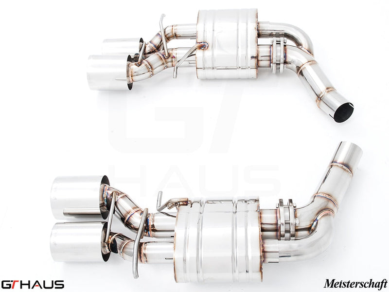 Premium exhaust system for Mercedes-Benz W218 CLS-Class CLS63/63s AMG, featuring dual tips and high-quality stainless steel construction.