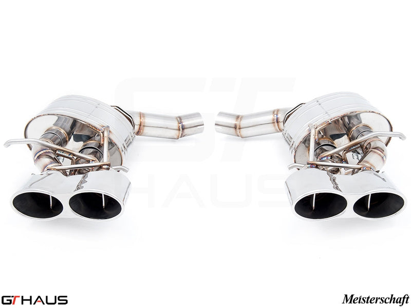 Premium exhaust system for Mercedes-Benz W218 CLS63/63s AMG, featuring dual tips and stainless steel construction.