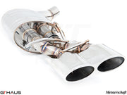 Premium exhaust system for Mercedes-Benz W218 CLS-Class CLS63/63s AMG, featuring dual polished tips and high-quality craftsmanship.