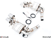 Premium performance exhaust system for Mercedes-Benz W218 CLS63 AMG, featuring stainless steel construction and electronic valve control.