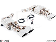 Premium performance exhaust system for Mercedes-Benz W218 CLS63 AMG, featuring V8 bi-turbo design and electronic valve control.