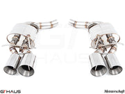 Premium exhaust system for Mercedes-Benz W218 CLS63 AMG, featuring dual tips and high-performance stainless steel construction.