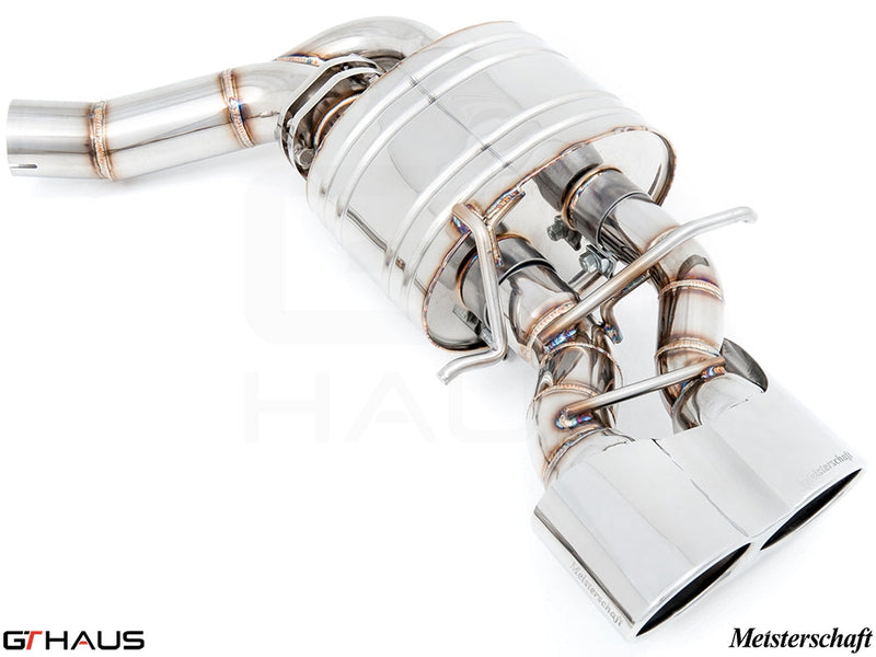 Premium stainless steel exhaust system for Mercedes-Benz W218 CLS63 AMG, featuring a sleek design and enhanced performance.