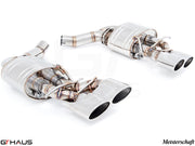 Premium exhaust system for Mercedes-Benz W218 CLS63 AMG, featuring stainless steel construction and dual tips.