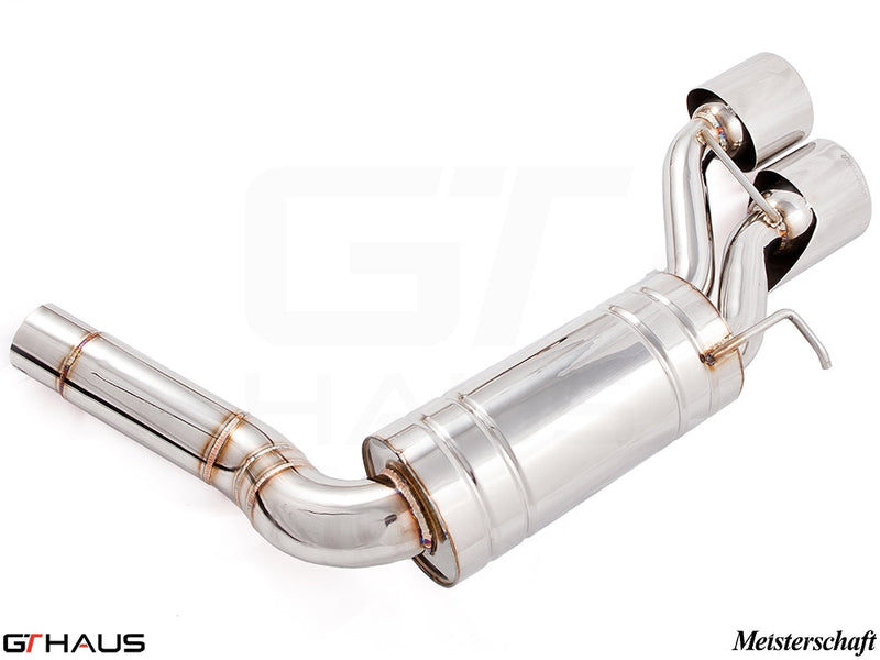 Premium stainless steel exhaust system for 2007+ Mercedes-Benz W219 CLS550 V8, featuring Meisterschaft craftsmanship.