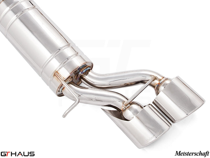 Premium stainless steel exhaust system for Mercedes-Benz W219 CLS-Class CLS55 AMG, featuring dual tips and sleek design.