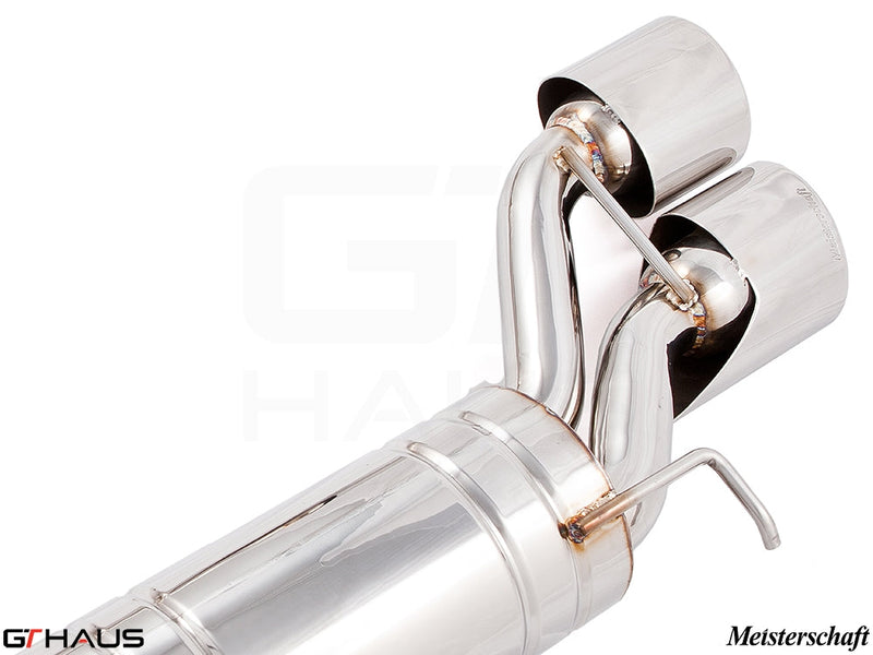 Premium stainless steel exhaust system for Mercedes-Benz W219 CLS-Class CLS55 AMG, showcasing dual tips and precision engineering.