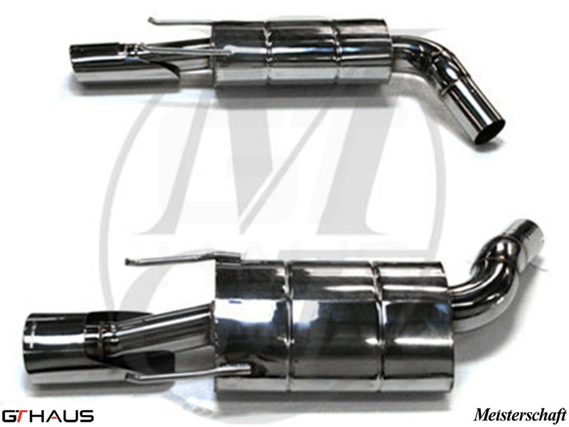 Premium exhaust system for Mercedes-Benz W221 S-Class S550 V8, featuring polished stainless steel construction and performance design.