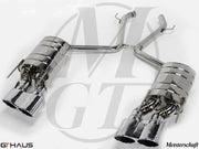 Premium exhaust system for Mercedes-Benz W221 S-Class S550 V8, featuring polished tips and enhanced performance design.