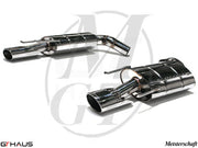 Premium exhaust system for Mercedes-Benz W221 S-Class S600 V12, featuring polished stainless steel construction.
