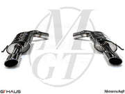 Premium exhaust system for Mercedes-Benz W221 S-Class S600 V12, featuring polished stainless steel construction.