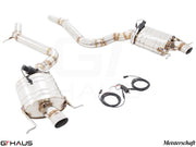 Premium exhaust system for 2011-2013 Mercedes-Benz W221 S-Class S600 V12, featuring stainless steel construction and electronic valve control.