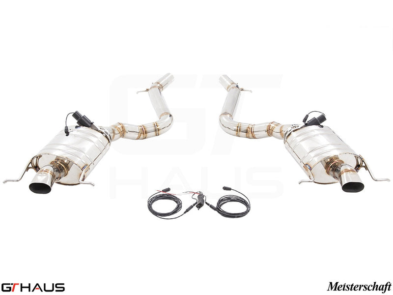 Premium exhaust system for 2011-2013 Mercedes-Benz W221 S-Class S600 V12, featuring electronic valve control and stainless steel construction.