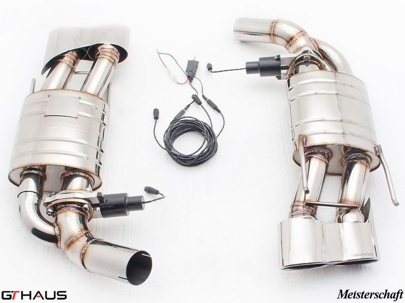 Premium exhaust system for Mercedes-Benz W221 S-Class S63 AMG, featuring stainless steel construction and electronic valve control.