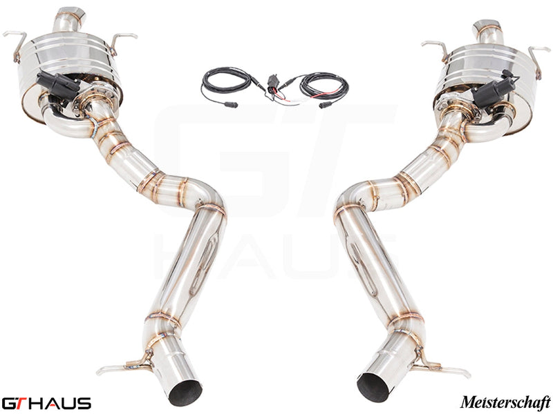 Premium performance exhaust system for Mercedes-Benz W222 S-Class S550/560, featuring stainless steel construction and electronic valve control.
