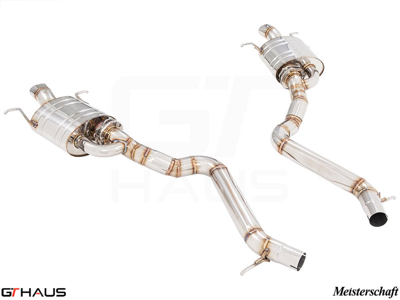 Premium Meisterschaft exhaust system for Mercedes-Benz W222 S63 AMG Sedan, featuring high-quality stainless steel construction.