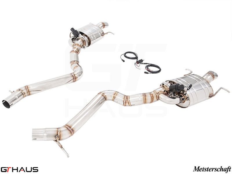 Premium performance exhaust system for Mercedes-Benz W222 S-Class Sedan S63, featuring stainless steel construction and electronic valve control.