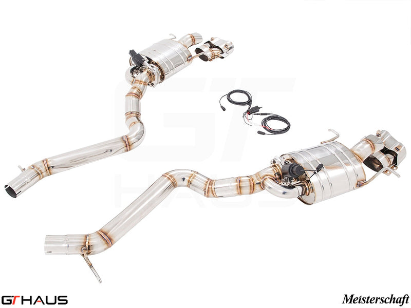 Premium exhaust system for Mercedes-Benz W222 S-Class Sedan S65, featuring stainless steel construction and electronic valve control.