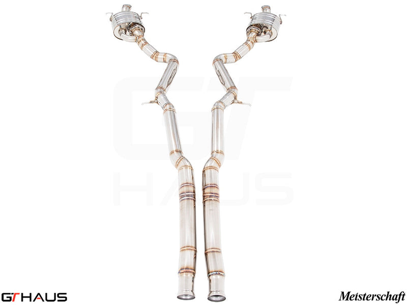 Premium performance exhaust system for Mercedes-Benz W222 S-Class Sedan S65, featuring stainless steel construction and electronic valve control.