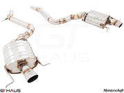 Premium exhaust system for Mercedes-Benz W222 S-Class Sedan S65, featuring stainless steel construction and performance enhancement.