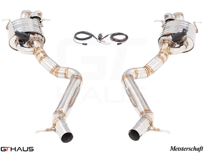 Premium performance exhaust system for Mercedes-Benz W222 S-Class Sedan S65, featuring stainless steel construction and electronic valve control.