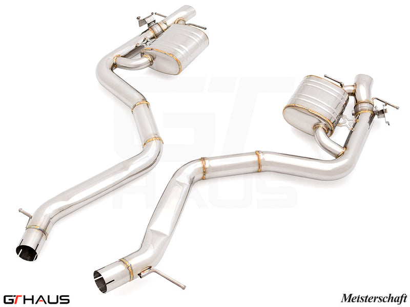 Premium stainless steel exhaust system for 2021+ Mercedes-Benz W223 S580 V8 Bi-Turbo, enhancing performance and sound.