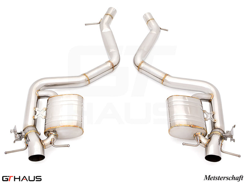 Premium exhaust system for 2024+ Mercedes-Benz W223 S63E AMG Hybrid, featuring high-quality stainless steel construction.
