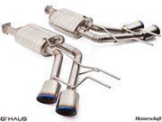 Premium exhaust system for Mercedes-Benz W463 G-Class G500/550 V8 turbo, featuring stainless steel construction and dual tips.