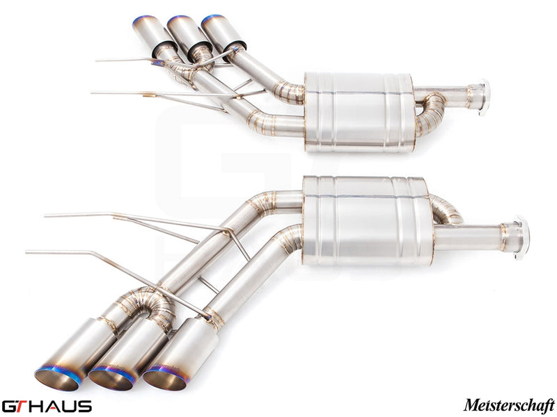Premium stainless steel exhaust system for Mercedes-Benz W463 G-Class G500/550 V8 turbo, enhancing performance and sound.