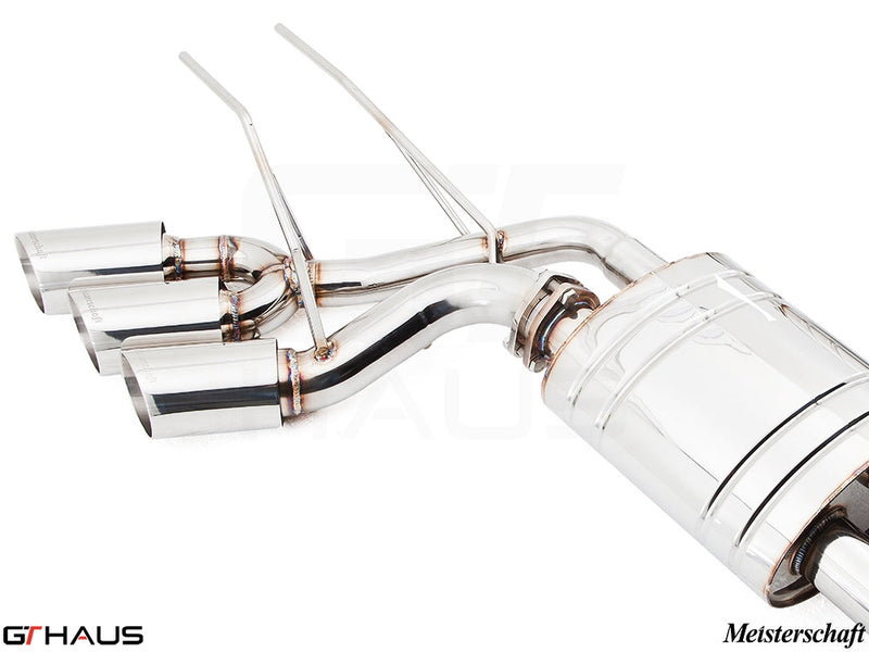Premium exhaust system for Mercedes-Benz W463 G-Class G55 AMG, featuring polished stainless steel and precision engineering.