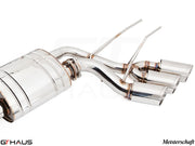 Premium exhaust system for Mercedes-Benz W463 G-Class G63 AMG featuring polished stainless steel tips and advanced design.