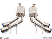 Premium exhaust system for Mercedes-Benz W463 G-Class G63 AMG, featuring dual V8 bi-turbo design and polished tips.