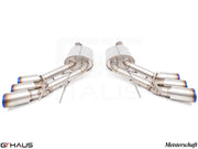 Premium exhaust system for Mercedes-Benz W463 G-Class G63 AMG, featuring stainless steel construction and quad tips.