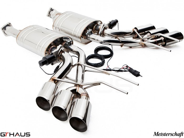 Premium exhaust system for Mercedes-Benz W463 G-Class G65 AMG, featuring polished stainless steel and electronic valve control.