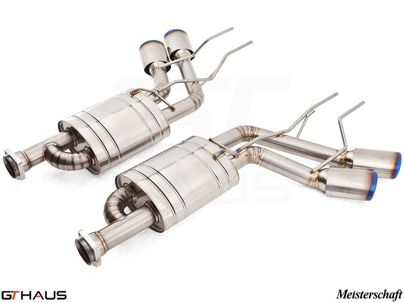 Premium exhaust system for Mercedes-Benz W463 G-Class G65 AMG, featuring stainless steel construction and dual tips.
